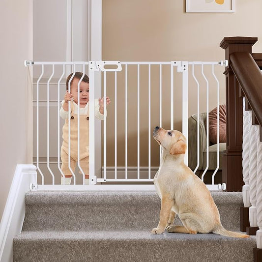 Mom's Choice-GROWNSY Baby Gate for Stairs, 30.5"-43" Pressure Mounted Pet Gate for Doorways-Auto Close Dog Gate for The House-Easy Installation & Walk Thru Wide Safety Gate