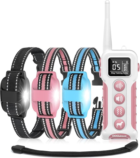 Dog Training Collar for 3 Dogs, No Shock Vibrating Dog Collar 3 Pack - Rechargeable Waterproof 3300FT Training Collars with Remote, Vibration Collar for Puppy Small Medium Large Dogs