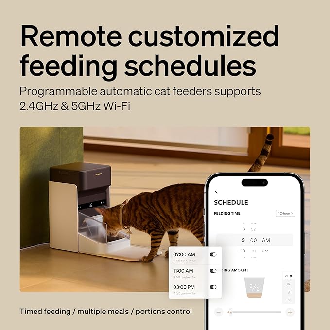 PETLIBRO RFID Multiple Cats Feeder 2 Packs, Tag Activated Exclusive Meals, 5G&2.4G Wi-Fi Auto Food Dispenser for Pets with Different Diets and Stop Food Stealing