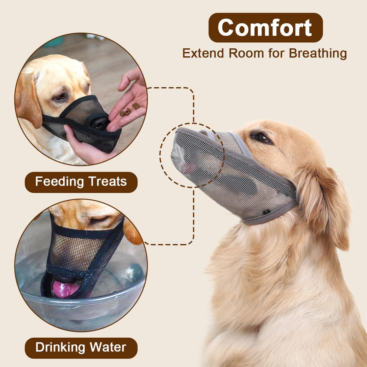 Crazy Felix Nylon Dog Muzzle for Small Medium Large Dogs Dachshund Beagle Poodle Labrador, Air Mesh Breathable and Drinkable Pet Mouth Guard for Anti-Biting Chewing Scavenging(XXS, Grey)
