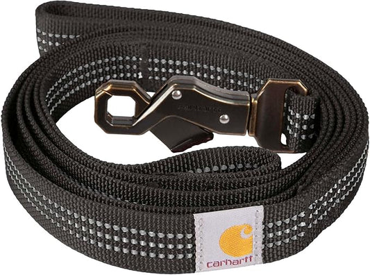 Carhartt Dual Handle Dog Leash, Durable Nylon Webbing Fabric W/Secure Metal Trigger Claw Clasp, Black, Large