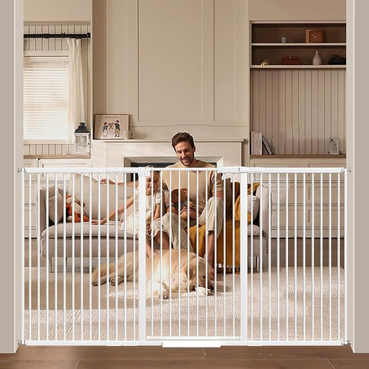 40.55" Tall, 69.48-77.36 Inch Wide, 1.37" Ultra Narrow Spacing Dog Pet Baby Gate Indoor for Doorway Hallway, Pressure Mounted 70 71 72 73 74 75 76 77 Inches Wide