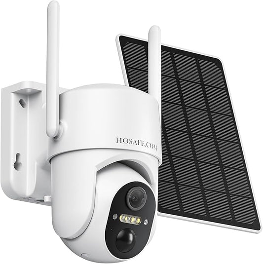 Solar Security Cameras Wireless Outdoor, WiFi Cameras for Home Security, 360° View Outdoor Camera Wireless, 2K Color Night Vision, AI Motion Detection, Instant Alert, 2-Way Audio, Cloud/SD Storage
