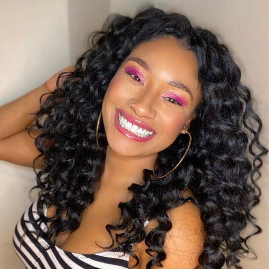 Toyotree Ocean Wave Crochet Hair - 12 Inch 8 Packs Jet Black Mid-Length Curly Deep Wave Crochet Hair, Synthetic Ocean Wave Braid