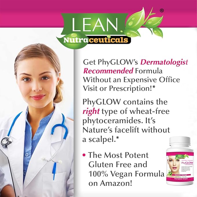 Phytoceramides 350mg Ceramide Skin Care Hydration Moisture Restoring Beauty Supplement with Multivitamins A, C, D, E, PhyGLOW Super Vegan Anti-Aging Wrinkle Support Pills for Women and Men 30 Capsules