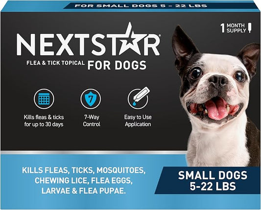 NEXTSTAR Flea and Tick Prevention for Dogs, Repellent & Control, Fast Acting Waterproof Topical Drops, Flea and Tick Prevention for Small Dogs, 1 Monthly Dose