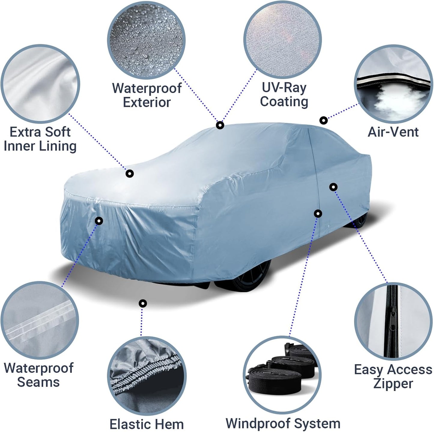 iCarCover Fits 1955-1958 Pontiac Chieftain 2-Door, 4-Door Car Cover Automobiles Form-Fit Padded Full Exterior Waterproof Automobiles Protection Covers