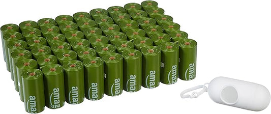 Amazon Basics Premium Leak Proof Dog Poop Bags with Dispenser and Leash Clip, Unscented, 13" x 9", 810 Count (54 Rolls of 15)