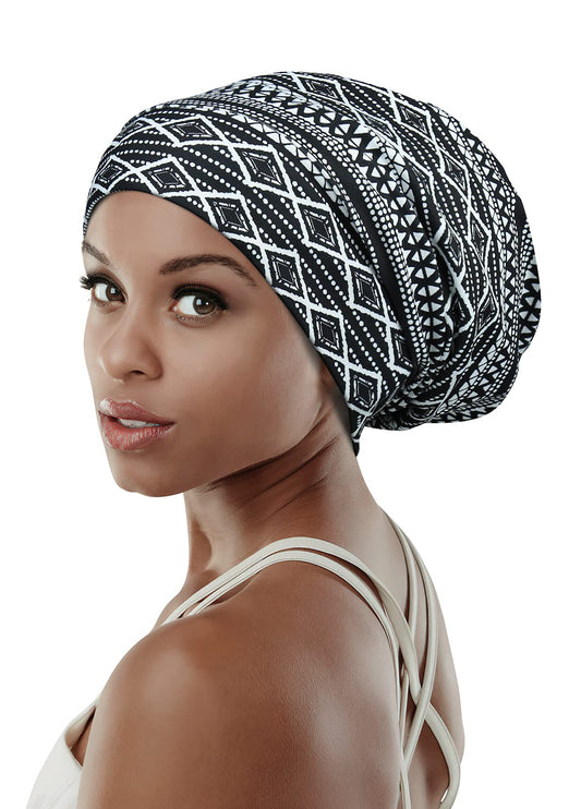 Women'S Sleeping Hat,Satin Liner Oily Hair Medium Silk Slap Bonnet Navy White