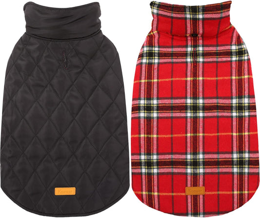 Kuoser Warm Dog Coat, Waterproof Dog Jacket for Extra Large Dogs, Adjustable Durable XXL Doggie Winter Coat Reversible Puppy Cold Weather Apparel from Small to Large Breed, Bright Red XXL