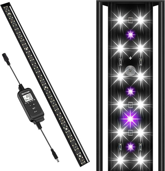 39-INCH LED UVB Light for Reptiles, LED Reptile Light Fixture Controller with Dimming and 4 UVI Modes, 27W Aluminum UVA UVB Lamp for Turtles, Snakes, and Bearded Dragons, 6500K