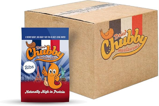 Chubby Dried Mealworms 24 lbs – Premium EU-Grown Non-GMO Protein Treats for Chickens, Ducks, Wild Birds & Reptiles – High-Protein Chicken Feed Snack for Laying Hens