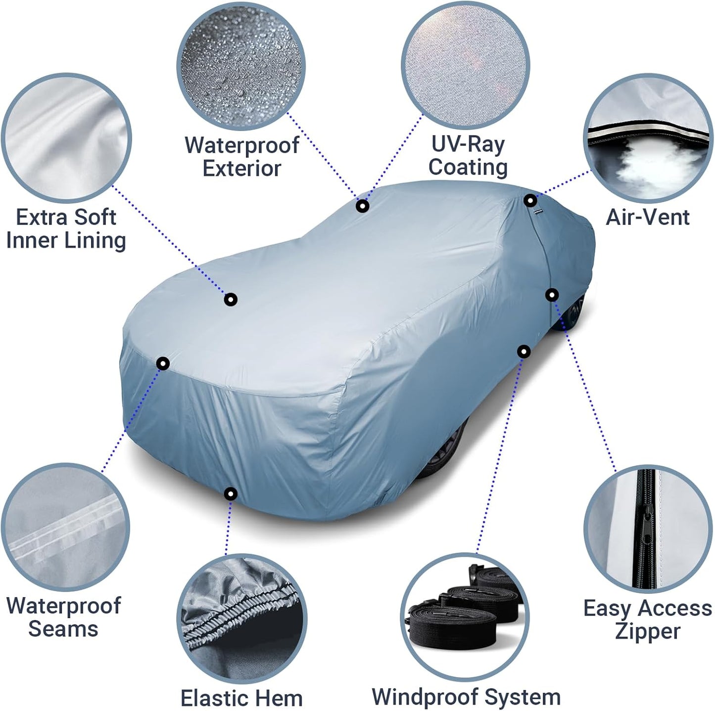 iCarCover Premium Car Cover for 1977-1986 Pontiac Parisienne 2-Door, 4-Door Heavy Duty Waterproof All-Weather Automobiles Custom Fit Indoor Outdoor UV Snow Protection Covers with Straps and Bag