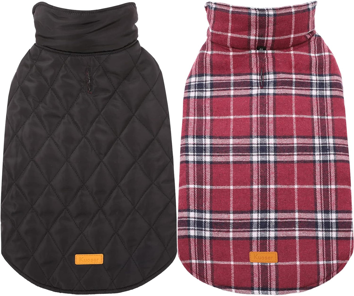Kuoser Warm Dog Coat, Waterproof Dog Jacket for Extra Large Dogs, Adjustable Durable XXXL Doggie Winter Coat Reversible Puppy Cold Weather Apparel for Large Breed, Red 3XL