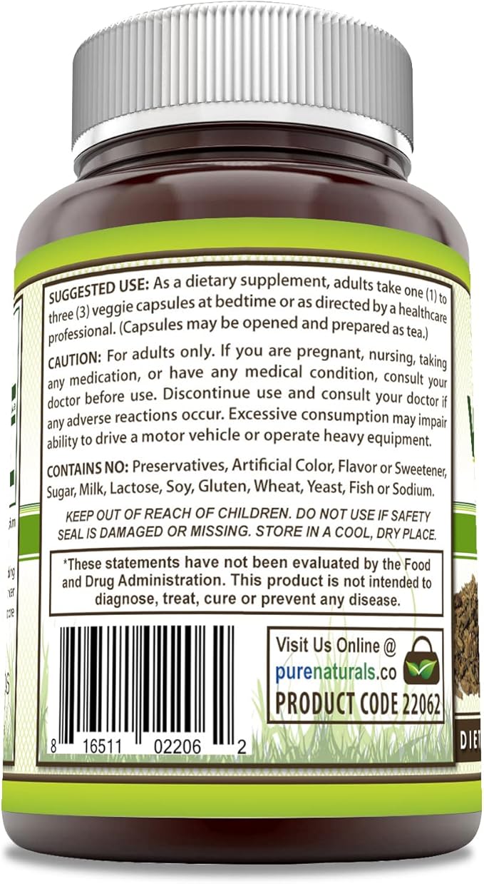 Pure Naturals Valerian Root Supplement | 500 Mg | Veggie Capsules | Non-GMO | Gluten Free | Made in USA (120 Count)