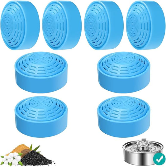 8-Pack Cat Water Fountain Replacement Filter for 2.0L/67oz Automatic Dog Water Dispenser, Activated Carbon Pet Fountain Filter for Stainless Steel 2.0L Automatic Circulating Pet Bowl