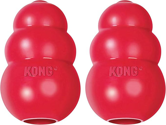 KONG Classic Stuffable Dog Toy - Fetch & Chew Toy for Dogs - Treat-Filling Capabilities & Erratic Bounce for Extended Play Time - Durable Natural Rubber Material - for Small Dogs (Pack of 2)