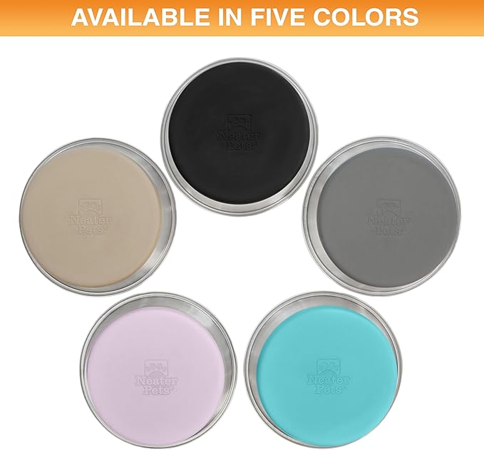 Neater Pet Brands Stainless Steel Dog Bowls with Non-Slip Rubber Bottom – Set of 2, 4 Cup (32 oz), Gray - Heavy Duty Metal Dog Bowl, Dishwasher Safe, Food or Water Bowl, Ideal for Medium Dogs