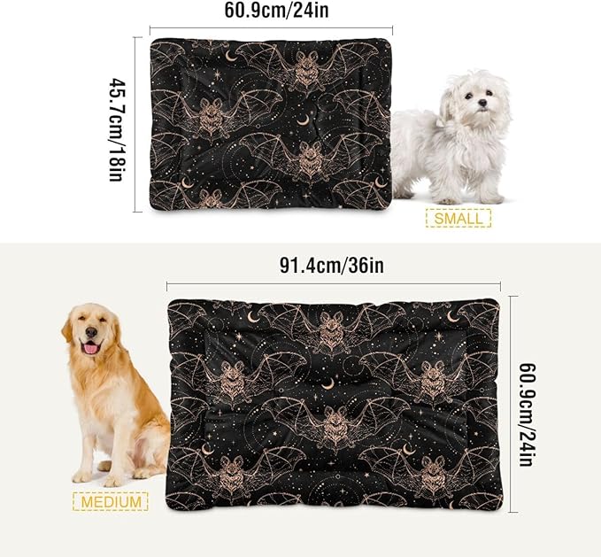 Gothic Bats Moon Pet Bed Cute Dog Bed Mat Absorbing Non Slip Pad Pet Sleeping Mat for Small, Medium, and Large Dogs Puppy Cat 24 in x 18 in