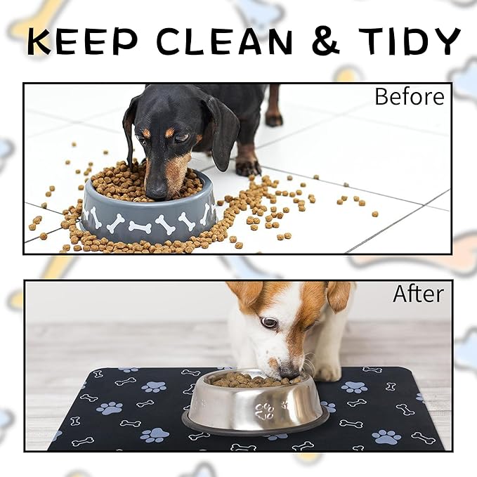 Pet Cat Dog Food Mat Non Slip Mat for Dog Water Bowl Mat Quick Dry Absorbent Cat Feeding Mat, 18.1 * 11.8 in, Red