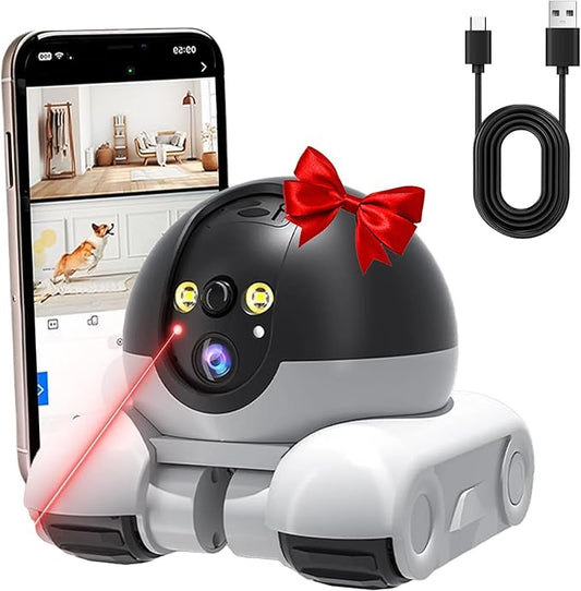 Pet Cameras Indoor with Phone App, 1080p Dual Lens, P 360°/T 90° Rotation Monitoring, 2-Way Talk, Night Vision, Motion Detection, Video Recording (WiFi, 128GB)