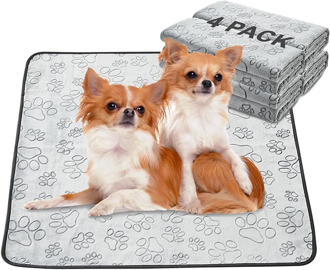 Qeils Reusable Puppy Pads, 4 Pack Washable Pee Pads for Dogs, Non Slip Wee Wee pad, Absorbent and Leakproof Training Mats for Potty, Crate, Playpen, Bed, Sofa, 30"x 34"