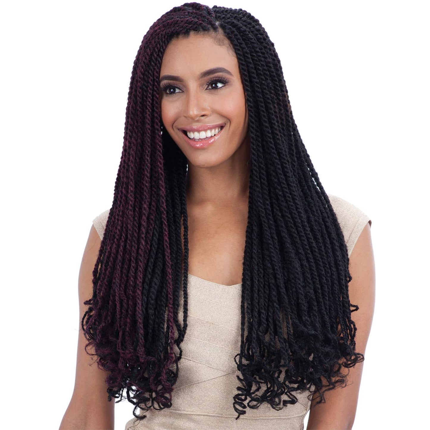 Freetress Equal Synthetic Hair Braids Double Strand Style Cuban Twist Braid 24'' (6-Pack, 1B)