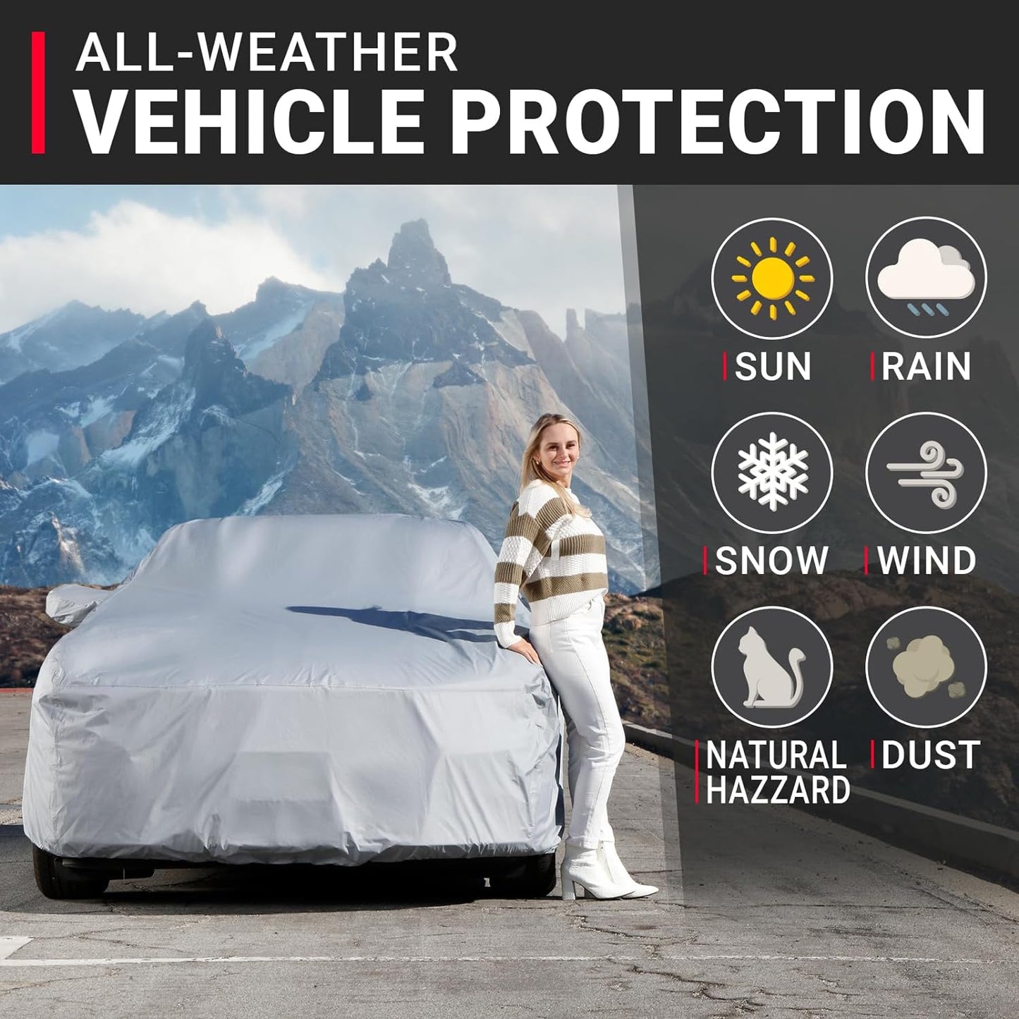 iCarCover Premium Car Cover for 1985-1988 Pontiac Fiero GT Fastback Heavy Duty Waterproof All-Weather Automobiles Custom Fit Indoor Outdoor UV Snow Protection Covers with Straps and Bag