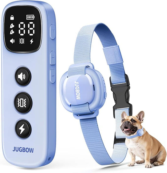 Jugbow Dog Training Collar - 4200FT Remote Dog Collar with 3 Training Modes, Dog Collars for Small Dogs with Security Lock & IPX8-Waterproof, Rechargeable E-Collar for Mini Small Medium Dogs (Blue)