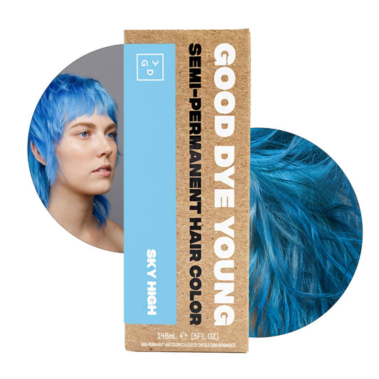 Good Dye Young Semi Permanent Light Blue Hair Dye (Sky High) - Uv Protective Temporary Hair Color Lasts 15-24+ Washes - Conditio