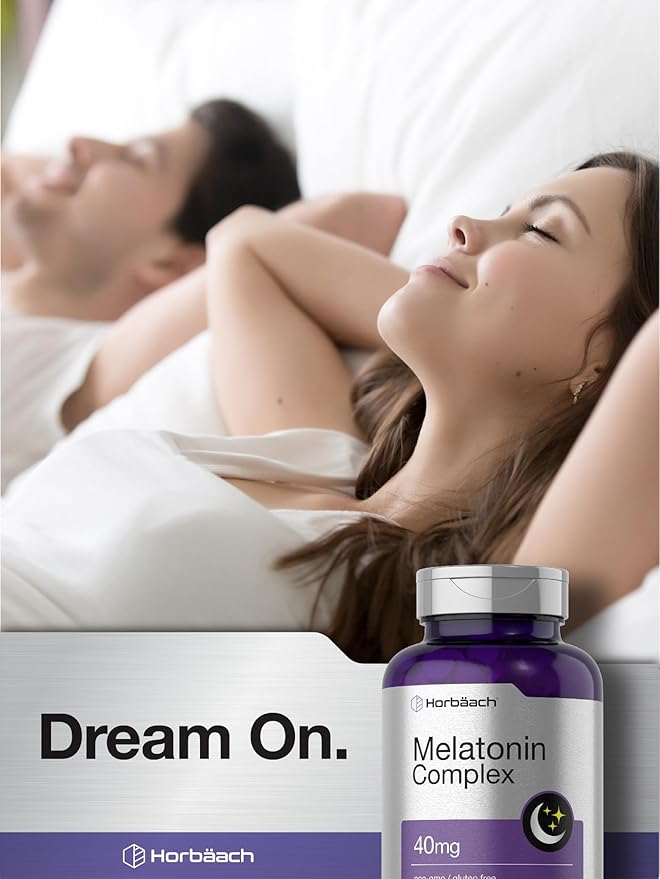Horbäach Melatonin 40mg Complex | 360 Fast Dissolve Tablets | Adult Extra Strength Supplement | with Chamomile and Ashwagandha | Vegetarian, Non-GMO, Gluten Free