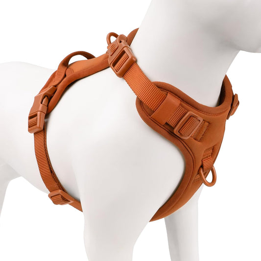 No Pull Dog Harness, Puppy Vest with Front Clip for Small Medium Large Sized Dog(Carmel Brown,L)