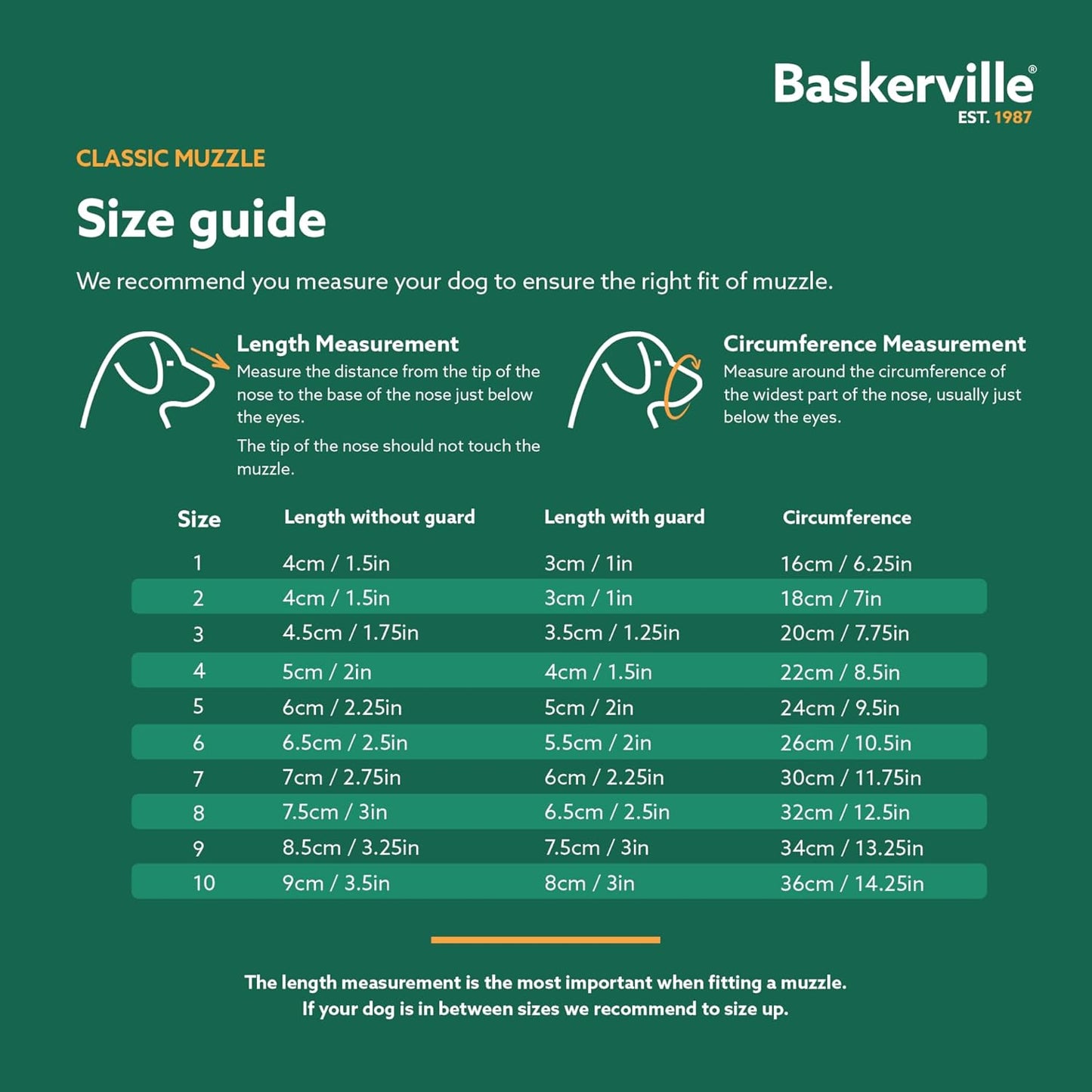 Baskerville Classic Basket Muzzle - Dog can Pant and Drink, Prevents Biting and Food Waste Scavenging, Strong TPR, Ideal for Longer Nosed Dogs, Breathable Dog Training Muzzle for Medium Dogs (Size 6)