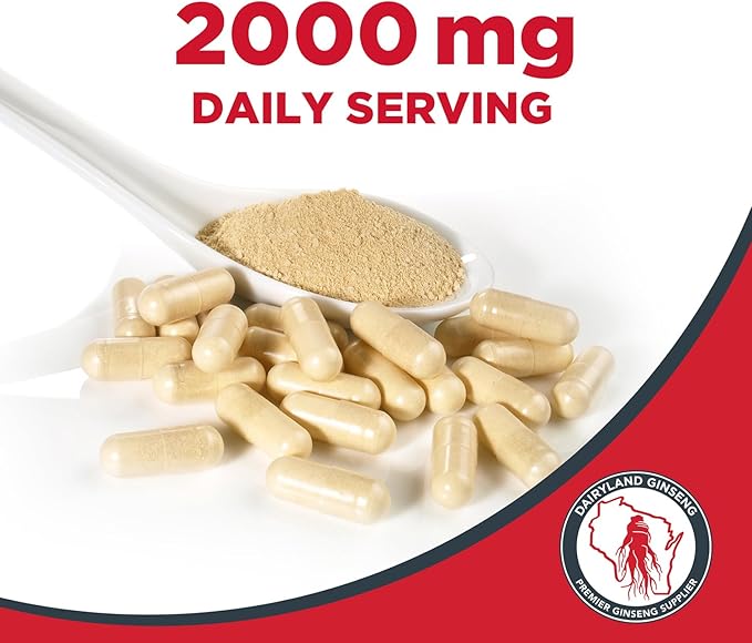 Dairyland American Ginseng Powder 8 oz and Capsules 75 ct Pack of Wisconsin Ginseng – Direct from Farmer to Consumer 西洋参
