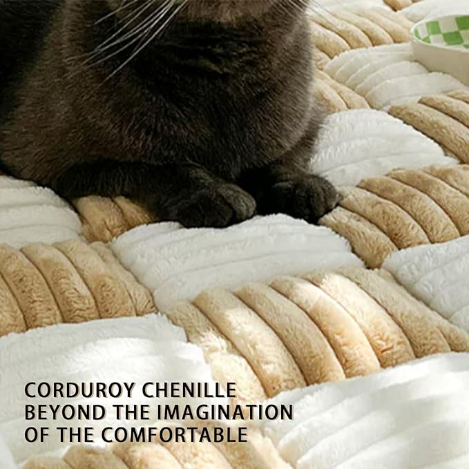 FunnyFuzzy Cream-Coloured Plaid Square Pet Mat Bed Couch Cover, Winter Thickened Dog Bed Cover Pet Blanket Sofa Couch Furniture Protector for Kids Dog Cat(Size:17.7 * 17.7 in,Color:Black)