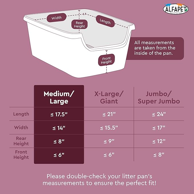 Alfapet Cat Litter box liner Disposable, Elastic Liners- 24-count-For Medium and Large, Size Litter Pans- With Sta-Put Technology for Firm, Easy Fit- Quick + Clever Waste Cleaners