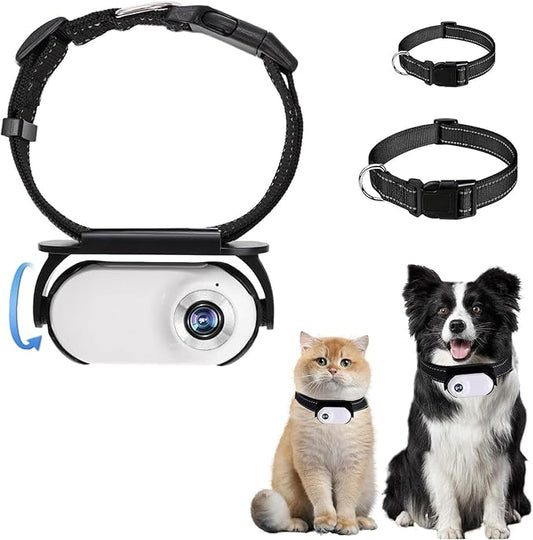 ASHATA Pet Collar Camera, HD 1080P Cat Camera Collar with Video Record (White)