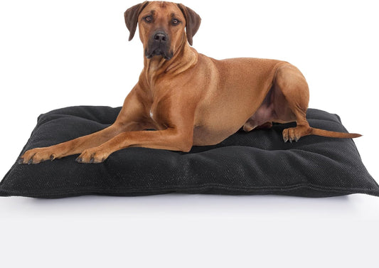 MABOZOO Chew Proof Indestructible Dog Beds for Aggressive Chewers,Durable Dog Crate Pad,Washable Tough Pet Mats for Kennel,Black,M 18x29 in