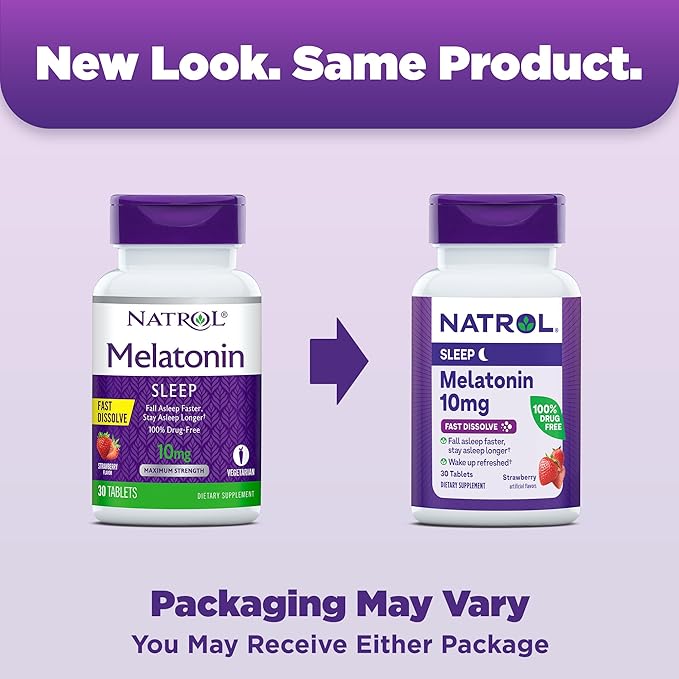 Natrol Sleep Melatonin 10mg Fast Dissolve Tablets, Nighttime Sleep Aid for Adults, 30 Strawberry-Flavored Melatonin Tablets, 30 Day Supply (Pack of 12)