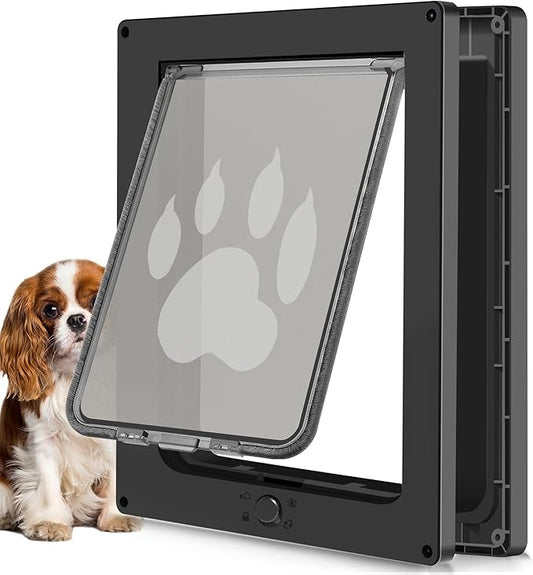 CEESC Dog Door for Pets Up to 20lb, Weatherproof Pet Door for Cats and Dogs, Durable, Snap-in Closing Panel Included, Suitable for Interior and Exterior Doors(Small Black)