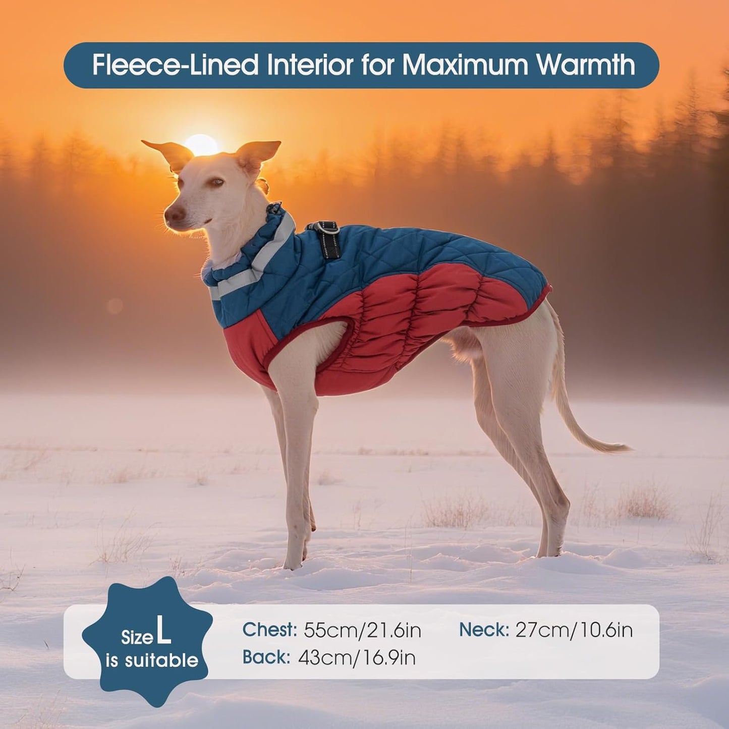 FUAMEY Dog Coat for Large Dogs,Waterproof Dog Winter Jacket with Harness Built in Puppy Cold Weather Coats Reflective Pet Vest with Zipper Warm Fleece Dogs Snowsuit Windproof Dark Blue XXL