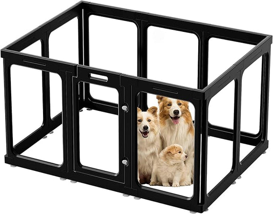 Clear Acrylic Dog Playpen with Door, for Puppy Rabbit Transparent Pet Pen, Dog Playpen Indoor, Dog Fence, Easy Assemble & Cleaning Dog Pen for Small & Medium Dogs