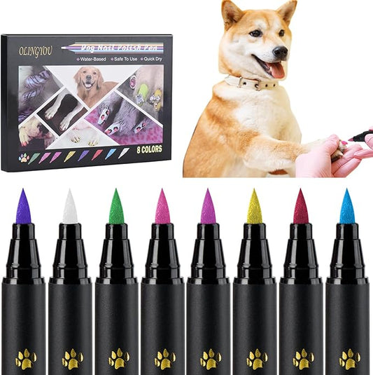 Dog Nail Polish， Dog Nail Polish Pens Quick Dry-8 Colors, Pet Nail Polish Set for Dogs， DIY Dogs Puppy Nails, Dog Safe Nail Polish Non Toxic, Odorless, Easy to Apply