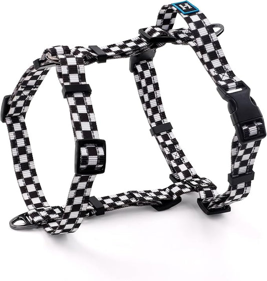 Roses&Poetry Dog Harness Small Sized Dog, 6 Point Adjustable Fit No Pull Harness with Handle for Control and Easy Walking, Reflective Pet Halter Harnesses（Blackwhite-S）