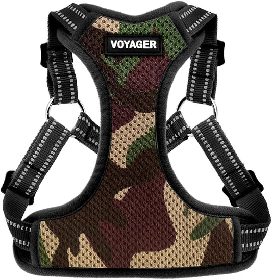 Best Pet Supplies Voyager Adjustable Step-in Flex Breathable Mesh Dog Harness for Small Medium Large Dogs (Army/Black Trim), XS