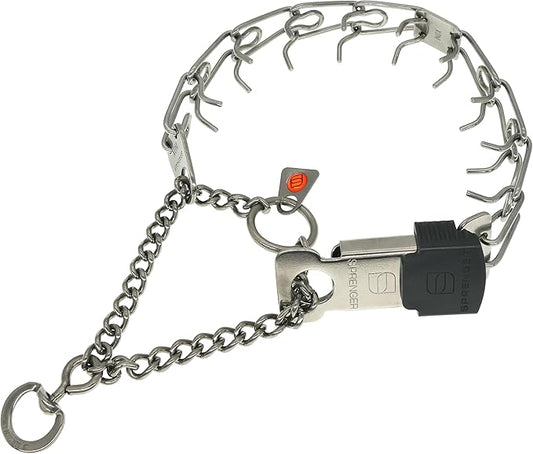 Herm Sprenger Prong Collar with Quick Release ClicLock Buckle for Small Medium Dogs Stainless Steel No Pull Collar | Pinch Collar for Dog Training Made in Germany (16in x 2.25mm)