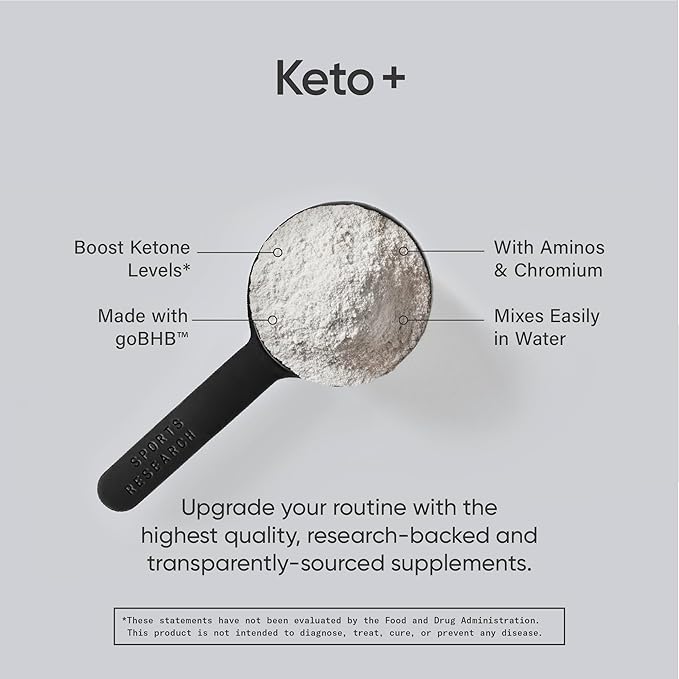 Sports Research Keto Plus Exogenous Ketones with goBHB - 30 Servings | Keto Electrolyte Powder for Hydration, Energy, Focus & Ketosis | Keto Certified, Vegan Friendly (Raspberry Lemonade)