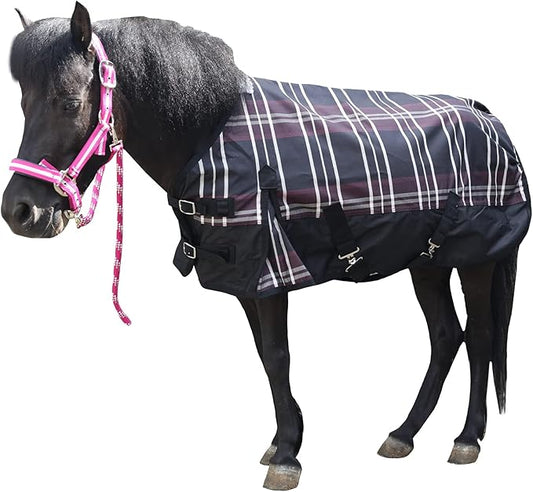600 Denier Ripstop Mini Horse Blanket - 0g Fill Lightweight, Waterproof Breathable Miniature Pony/Donkey Turnout Rain Sheet Redplaid 42