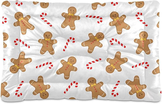 Christmas Cookie Gingerbread Man Pet Bed Cute Dog Bed Mat Absorbing Non Slip Pad Pet Sleeping Mat for Small, Medium, and Large Dogs Puppy Cat 24 in x 18 in