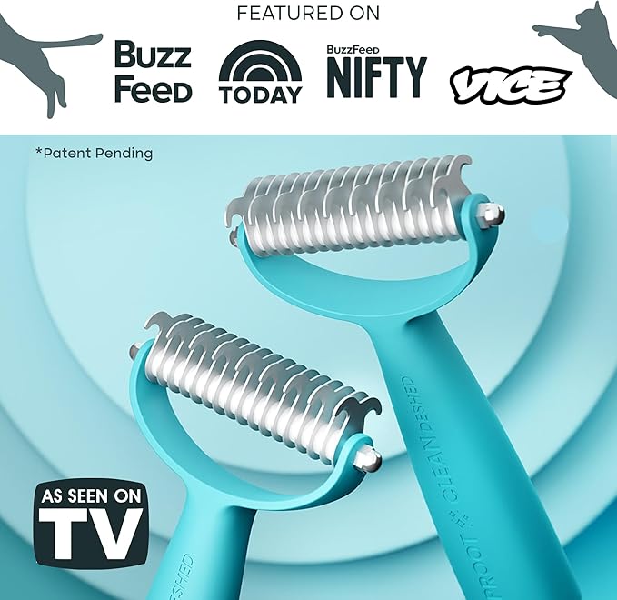 Uproot Clean Undercoat Rake for Dogs - Versatile Dematting Comb for Dogs, Cats & Bunnies - Dual-Sided 9 & 17 Blade Dog Deshedding Brush - Gentle & Effective Grooming Tool for All Coat Types